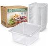 ecodrinks - 50 Contenitori per Alimenti Ermetici - Vaschette Quadrate Impilabili per Pasta, Frutta e Verdura - Adatti a Frigo e Freezer con Coperchio Salvafreschezza (1500 ml)