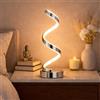 Arcadia Lampada da Comodino LED - Luce Notturna Dimmerabile Bianco Freddo, Naturale e Caldo - Design a Spirale Moderno 3200 Lumen - Abat-jour per Camera da Letto, Scrivania e Salotto (1 x Argento)