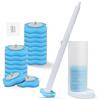 AlisaSun Kit di scopino usa e getta con supporto, sistema di pulizia WC usa e getta con 16 testine di ricambio (Set di spazzolini per WC con 16 testine)