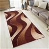 TAPISO Tappeto Passatoia Dream Camera Corridoio Salotto Moderno Cucina Marrone Rosso Motivo Ondato Astratto 80 x 300 cm