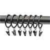 Anawakia Set di 10 anelli per tende con pinze in metallo, clip per tende con ganci, accessori per drappeggi (nero, diametro interno 50 mm)