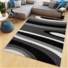TAPISO Maya Tappeto Soggiorno Pelo Corto Design Moderno Motivo Astratto Ondato Onde tonalità Nero Grigio Camera da Letto Cameretta Ufficio Salotto Oeko-Tex 200 x 200 cm