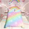 Homewish Set di biancheria da letto con copripiumino arcobaleno per bambini, ragazze, adolescenti, tie dye pastello, per letto matrimoniale, glitter dorato, girly dolce piumone astratta, acquerello