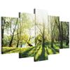 B&D XXL - Quadro 200x100 cm 5 Pezzi - Stampa su Tela Canvas con Struttura - Quadri Componibili Moderni Soggiorno Grandi - Murale Arte Decorazioni da Parete Decori - Città albero bosco c-B-0030-b-n