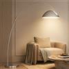 KlkrzJwy Lampada da Terra ad Arco per Soggiorno, Lampada da Terra Regolabile in Altezza, Lampada da Terra in Metallo Nero lucidato, Lampada da Lettura Alta e Moderna con Base in Marmo