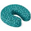 VIRSUS Cuscino Cervicale Memory Foam ortopedico 2525, misura 27x25x8 cm, cuscino per il collo da viaggio con zip, sfoderabile, ideale per relax in auto treno aereo (Verde Acqua con Fantasia)
