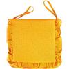 SaRani Cuscino Sedia con Balza e Laccetti, Coprisedia in Cotone Tinta Unita Melangiato con Volant (4, Giallo, 40x40 cm)