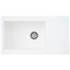 Respekta Lavello da Cucina Denver in Mineralite Color Bianco, Lavello da Incasso con 1 vasca, dimensioni 86 x 50 cm, Lavello Adatto per Mobili Sottolavello da 60 cm di Larghezza