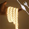 HEGEHE - Striscia LED 230V 2 metri bianco caldo 3000K, IP65 impermeabile flessibile, 320 LED/m lucine LED super luminose ad alta densità CRI90+, può essere tagliata ogni 50cm