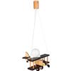 HELLUX Lampada da Soffitto Cameretta in Legno | Plafoniera per Bambini | Lampada a Soffitto 70x29x32cm per Cameretta Neonato | Lampada Aereo E27 Senza Lampadina (Nero/Legno naturale)