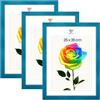 MG Design Set da 3 cornici portafoto 25 x 35 cm - Cornici in legno Turchese con vetri acrilici infrangibili, verticale e orizzontale, da appendere e da appoggiare