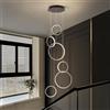 HYQJUNE Moderna Anello Lampada A Sospensione LED Dimmerabile Geometria Scale Lampadario Da Soggiorno Nero Luci Pendenti Sala Da Pranzo Alberghi Ingresso Lampada Regolabile In Altezza Plafoniera(6-Ring)
