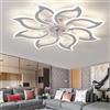 Caufloce Cameretta Lampadario Con Ventilatore Da Soffitto Reversibile, Plafoniera Con Ventilatore Dimmerabile APP, Lampadari Con Ventilatore Moderno Timer 6 Velocità Fiore Per Salotto-white