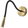 Mjsdjof Lampada da parete per lettura sul comodino, Mini applique in ottone con tubo flessibile regolabile a 360°, moderna applique a LED - 3W - 4000K, lampade da parete per illuminazione decorativa p