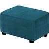 KYJSW Fodera in Ottomano Elasticizzato Velluto, Copertura per Sgabello Rettangolare Addensare, Ottomano Copri Pouf, Protezione per Fondo Elastico (Blu-Verde,Taglia L)