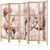 decomonkey Paravento Fiore di magnolia Natura, 5 pannelli, 225x171 cm | divisorio separè, per la separazione degli ambienti, casa, ufficio, spa
