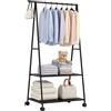 cecaro group - Stand Appendiabiti in Metallo con Ruote e Ripiani - Guardaroba 160x55x42 cm (Nero o Bianco) (Nero)