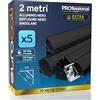 Eurocali 5x Profili Angolari da 2 metri (10mt) in Alluminio Nero per Strisce LED Copertura Opaca larghezza max striscia led 10.5mm - 15.8 x 15.8