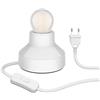 ledscom.de Lampada da tavolo TIX in porcellana E27, interruttore a spina rotonda, bianco, 90mm + E27 smerigliato 477lm bianco caldo