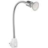 ledscom.de Lampada a zoccolo LESCH Lampada da lettura a collo d'oca, interruttore, cromo incl. GU10 Lampada LED PAR2,076W 206lm 110° bianco