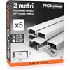 Eurocali 5x Profili da 2 metri (10mt) in Alluminio grigio per Strisce LED Schermatura Opaca ingombro max striscia led 21.5mm - 23.5 x 9.8