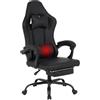 IlGruppone Sedia Gaming Ergonimica e Massaggiante con Poggiapiedi Telescopico - Gaming Chair con Supporto Lombare Vibrante e Cuscino Cervicale, Reclinabile 90-135°, Facile da Montare, Portata 150kg - Nero