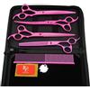 JIESENYU Forbici giapponesi da 20,3 cm, set da 4 pezzi (rosa, in acciaio inox), forbici per toelettatura animali domestici, forbici piatte, curve e sottili, set conveniente