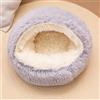 Eashaoo Cuccia per gatti di piccola taglia, per interni, soffice, cuccia per cani, igloo, antivento, calda, con cappuccio e fondo antiscivolo, lavabile, calmante per cuccioli (grigio, L, 50 cm)