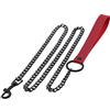 RayMinsin o 3.7Ft Punk Style Nero Rosso Metallo Catena In Pelle Pet Dog Guinzaglio Guinzaglio per Uomini e Donne Regolabile Sexy Guinzaglio