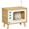 PawHut Casetta per Gatti a forma di Televisore con Cuscino 50x28x43 cm | Pallina Giocattolo, Mobile da Soggiorno, in Truciolato