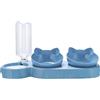 FewNvWa Set di Ciotole per Gatti con Tre Scomparti, Accessori per Acqua, Azzurro