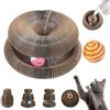 Gienslru Kitten Curl, Kitten Curl Toy, Kitten Kurls Cat Toy, Interactive Scratch Pad Cat Toy with Toy Bell Ball for Indoor Cat, Magic Organ Cat Scratcher Board (A)