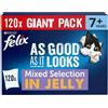 Felix PURINA FELIX AS GOOD AS LOOKS Senior Cat Selezione mista in gelatina con manzo, salmone, con pollo, con tonno Wet Cat Food Pouch 120x100g