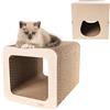 Creative Pets Tiragraffi Cartone per Gatti 2 in 1 37 x 30 x 30 cm | Accessori Gatto in Cartone di Alta Qualità Rinforzato con Compensato | Tiragraffi + Casetta di Cartone | Protezione Divano