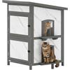 PawHut Casa gatto legno 2 piani esterna con finestra bianco 60x60x88cm | Più porte, casa isolata, tetto impermeabile, cuccia esterna, cassa gatto