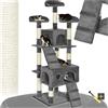 tectake® Tiragraffi per Gatti con Casette, Tiragraffi Gatto con Piattaforme e Colonna Grattatoio, Albero per Gatti Altezza 170 cm, Torre Gatti per Interni, Casa per Gatti - Grigio