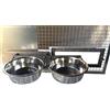 Montidistribuzione Ciotole Girevoli in Acciaio Inox per Cani. 2 Mangiatoie Rotanti Universali. Max Ingombro cm L 42 x P 30 x H 17