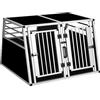 EUGAD Trasportino Doppio per Cani Auto, Kennel Cane Grande 97x92x66cm, Trasporto Cane Auto in Acciaio con 2 Porte, Gabbia Box Trasportino Portatile Cani Gatti Kennel con Griglia e Serratura
