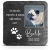 TULLUN Targa commemorativa Personalizzata Grigio Scuro per Animale Domestico marcatore tombale in Pietra d'ardesia - Dimensioni 10x10 cm - Due Zampe Stampa Foto