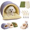 Drbrrly Cuccia per gatti Cozy Monster, cuccia invernale chiusa, nidi lavabili per cani e gatti, cuccia per animali in peluche calda e accogliente con cuscino rimovibile (Viola, S)
