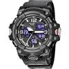 Gosasa Orologio sportivo da uomo con quadrante grande, militare, S-Shock, impermeabile, retroilluminazione, sveglia, cronometro Caratteristiche: robusto orologio da polso per allenamento,
