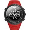 KXAITO Men's Watches Sports Outdoor Waterproof Military Watch Date Multi Function Tactics LED Alarm Stopwatch, Rosso (Red Band), Large, Militare