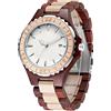 Tiong Orologio in legno per donne e uomini con quadrante geometrico capovolto, orologio in legno zebra unico ed elegante con movimento al quarzo, realizzato a mano con bracciale in bambù, unisex