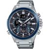 CASIO Orologio analogico da uomo al quarzo con cinturino in acciaio inossidabile ECB-30DB-1AEF, argento, Bracciale