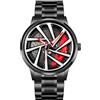 MASTOP Orologio da polso da uomo creativo 3D rotante ruota auto orologio da polso cerchio mozzo design moda quarzo elegante orologio da polso con cinturino in acciaio inox regalo per gli appassionati di auto