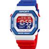 PASOY Orologi di moda per gli uomini e le donne unisex estate retroilluminazione digitale casual impermeabile sport all'aperto nuoto colorato gomma orologio Reloj, Blu/rosso, Casual