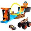 Hot Wheels Monster Trucks Arena delle Acrobazie con Lanciatore Doppio con 2Veicoli Inclusi,Giocattolo per Bambini 3+Anni, GVK48, Imballaggio Standard