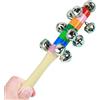 DzpKrka 2 Pezzis Campanello Arcobalenos Per Bambini Con Manico In Legno 19,5x2 Cm Portatili Bacchetta Jingle Arcobalenos, Strumento Per Campane Da Slitta, Per Bambini E Bambine Età 2+ Gioco Asilo