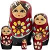 Generico Matrioska Russe - Set 5 Matrioske Russe In Legno Dipinte A Mano - Scultura Legno Ornamento Compatto Per Camera Ingresso Camera Bambini Soggiorno