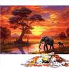 AITEXI Puzzle Divertimento in Famiglia 1000 Pezzi Puzzle Adulti Bambini Elefanti Africa Tramonto Puzzle in Legno Puzzle Adulti Regali Puzzle Divertimento in Famiglia 1000 Pezzi (50x75 cm)